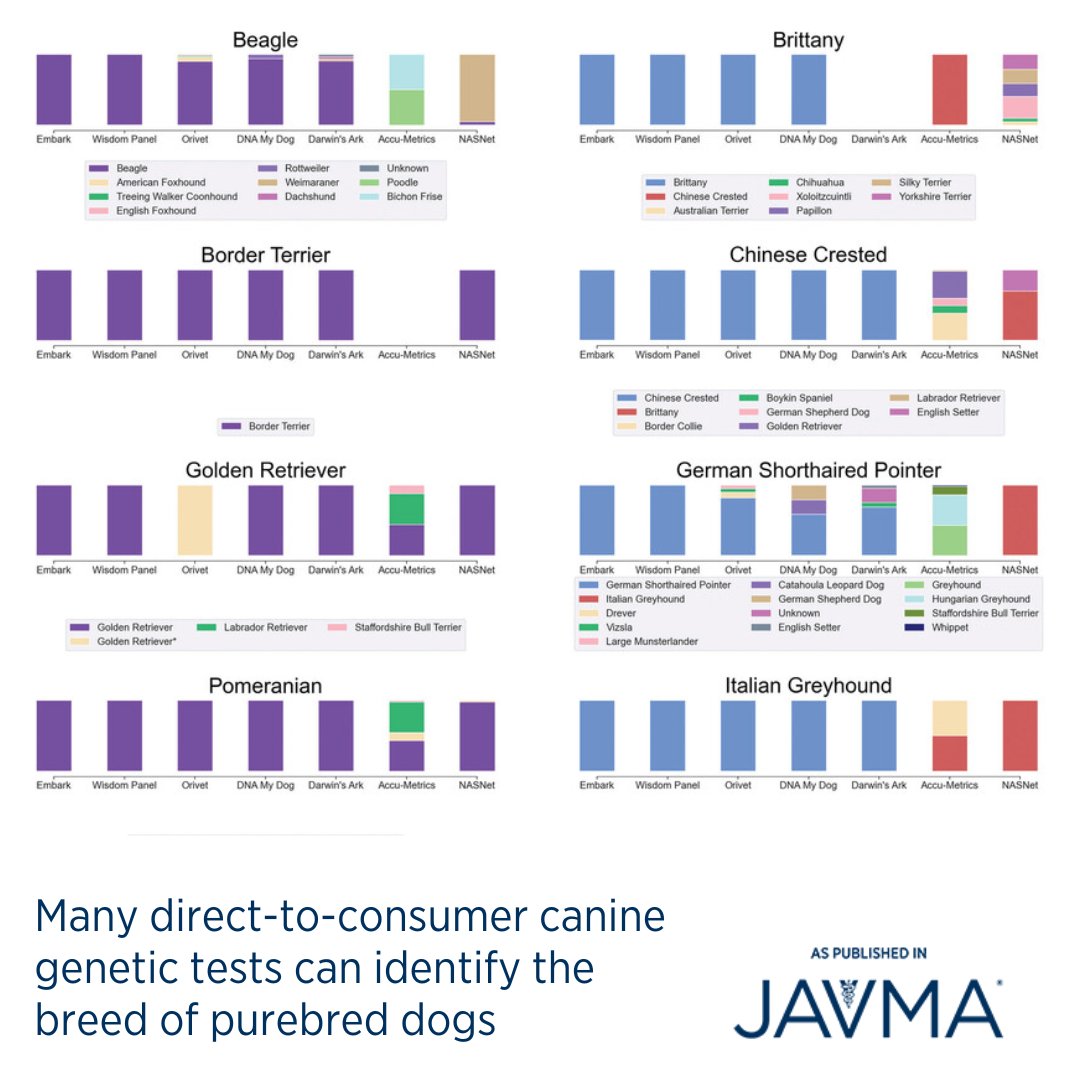 Our top trending article from last month was 'Many direct-to-consumer canine genetic tests can identify the breed of purebred dogs': doi.org/10.2460/javma.… 🧬🐕 @CUBiomedInfo #genetictesting #caninegenetics #breedancestry #deeplearning #directtoconsumer @altmetric @BoiseState