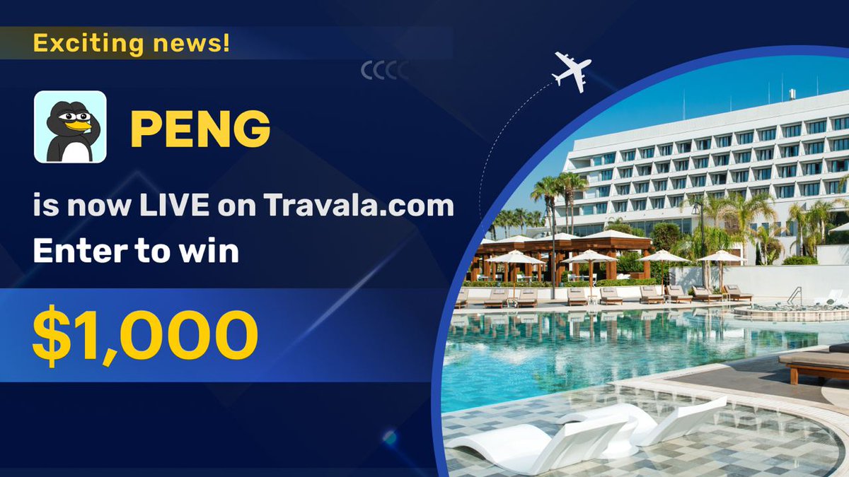 travalacom's tweet image. News that you've been waiting for!😍

$PENG is NOW LIVE on Travala &amp;amp; we want you to book your first trip on us! 
Enter to WIN $1000 in travel✈️

1️⃣Follow @pengonsolana &amp;amp; @travalacom
2️⃣Like &amp;amp; RT
3️⃣Comment your dream destination👇

🏆3 winners 1x$500, 2x$250
Ends Apr 8 T&amp;amp;Cs Apply