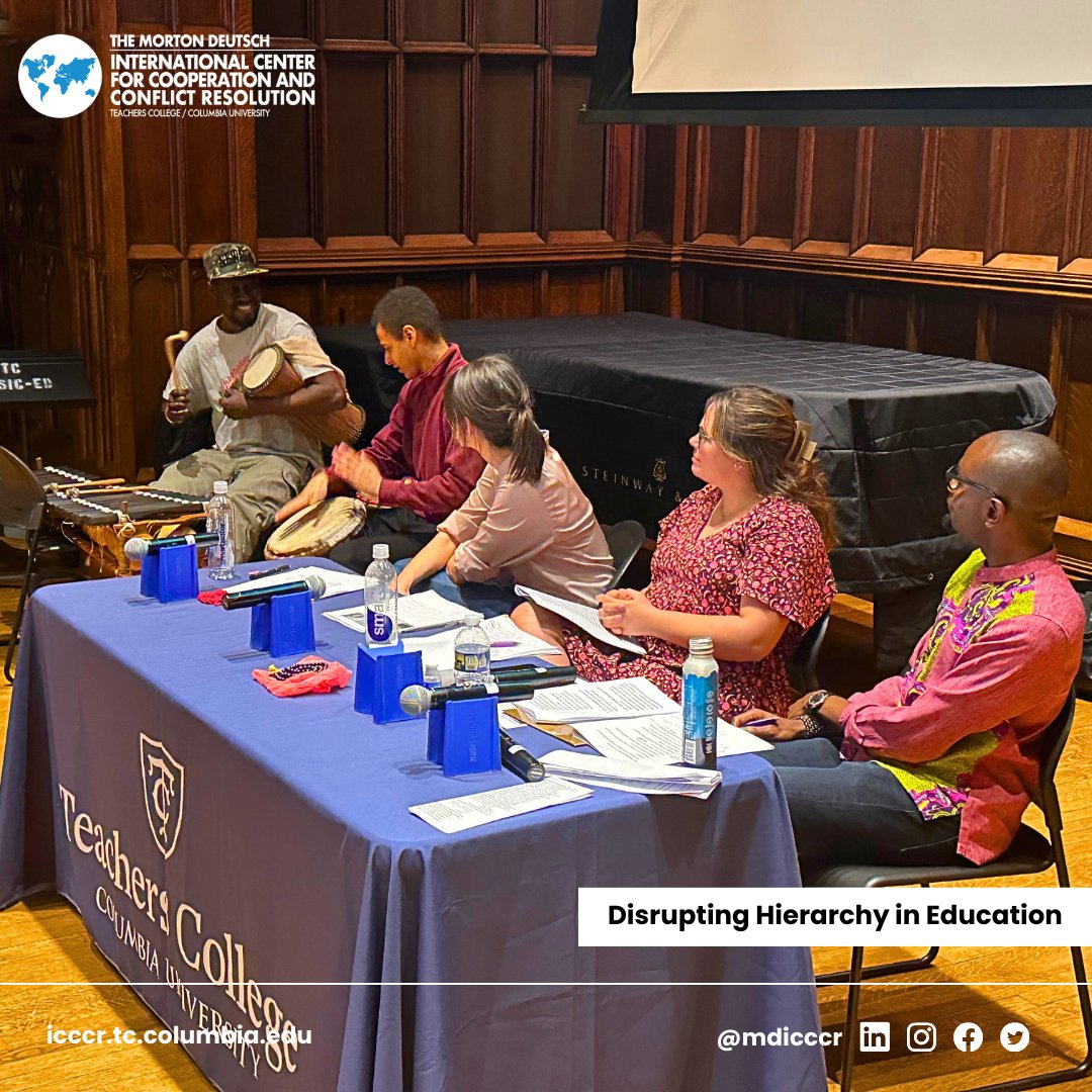 mdicccr's tweet image. It was a joy to celebrate last week with Hakim Williams, Hana Huskic, and @makeaNOTO about their new book, Disrupting Hierarchy in Education. We were happy to host this enjoyable evening with @PeterTColeman1 at @TeachersCollege.