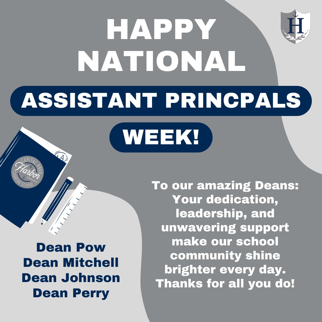 It's #NationalAssistantPrincipalsWeek! We're excited to highlight our amazing Deans -- Dean Pow, Dean Mitchell, Dean Johnson, Dean Perry -- and thank them for all they do to support our scholars and school community every day. #WeAreCapitalPrep