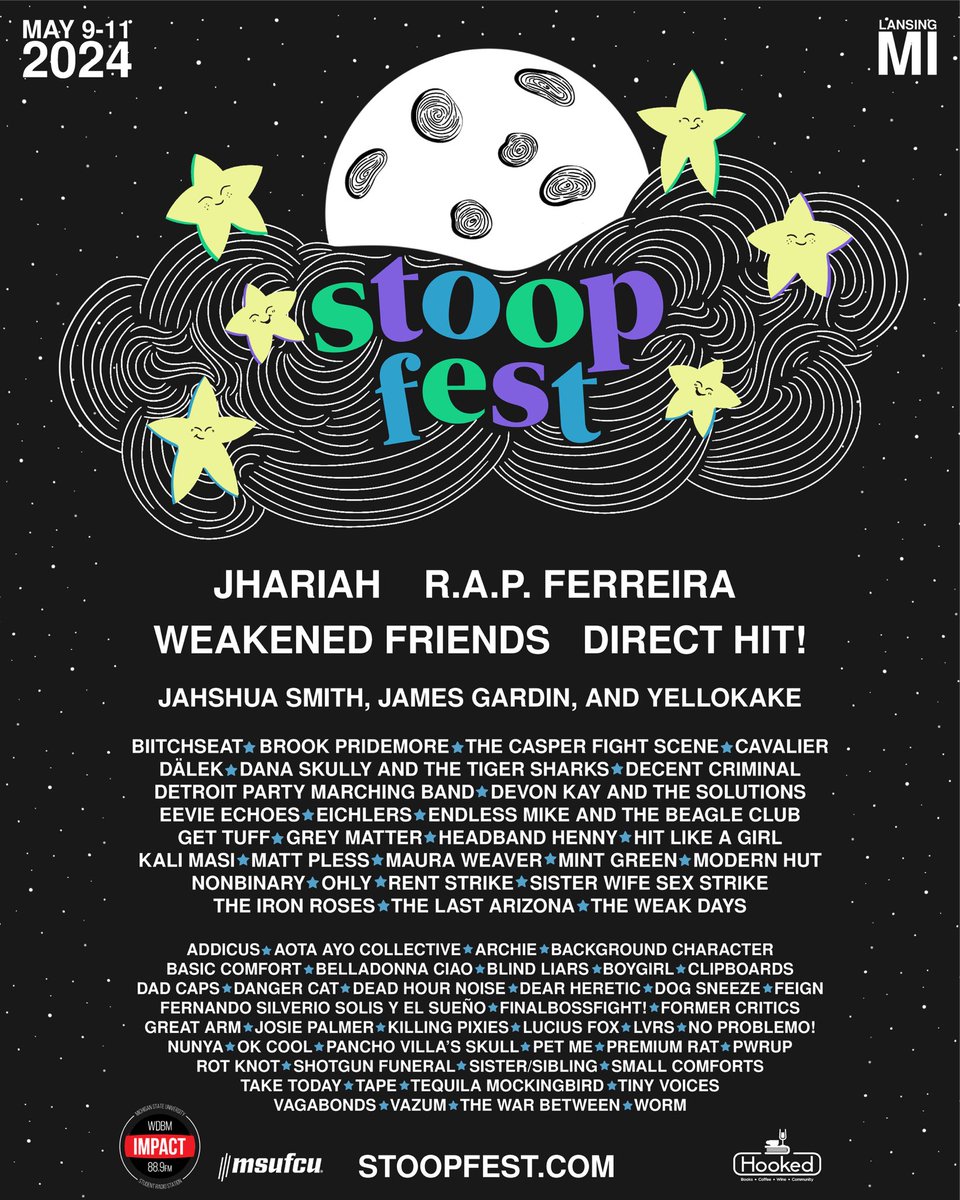 StoopFest's tweet photo. WE AINT FOOLIN! Our final wave lineup announcement is here! We are so excited to see you at StoopFest 2024☁️✨🌕

🎟️Ticket link🎟️ https://t.co/PU8cxaXoXw

#stoopfest2024 https://t.co/fZOmfa8tqE