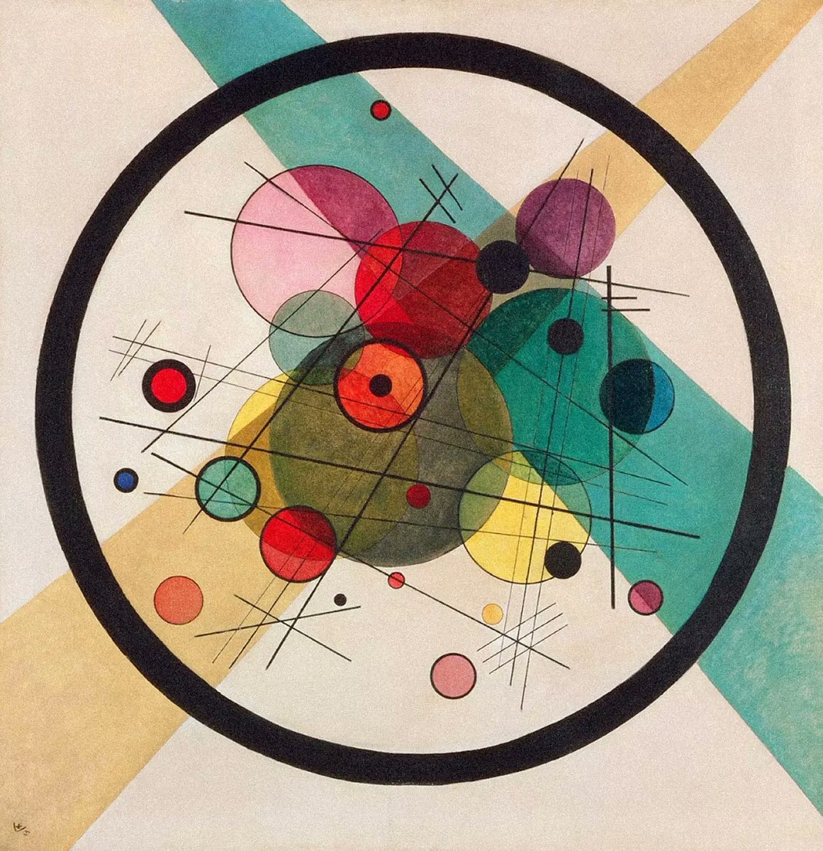 Celebrating my 1200th art post with a painting by Wassily Kandinsky, Circles in a Circle (1923):