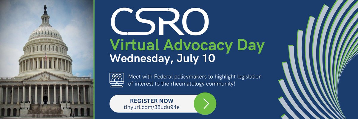 Frustrated by utilization management issues? Let's tell Congress about it! #Rheumatologists are invited to join CSRO on 7/10 for live conversations with federal policymakers during our Virtual Advocacy Day. Details & registration at csro.info/conferences/up…