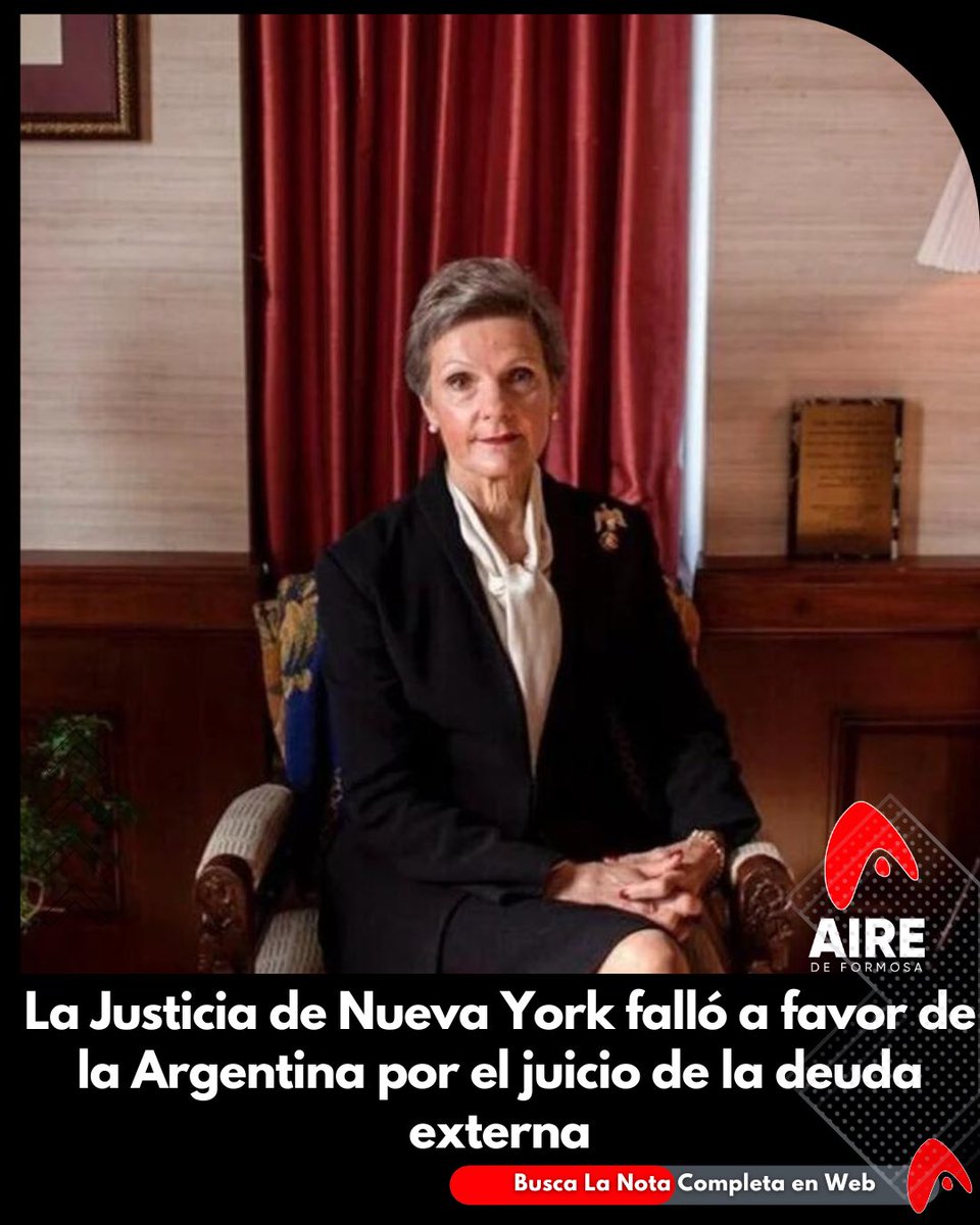 🟡La jueza Loretta Preska, de Nueva York, falló a favor de la Argentina en el juicio por los bonos “cupón PBI”. De esta manera, el país se evita pagar 1.300 millones de euros.

⚖️El Estado Argentino había sido condenado en Inglaterra por cambios en las estadísticas del INDEC…