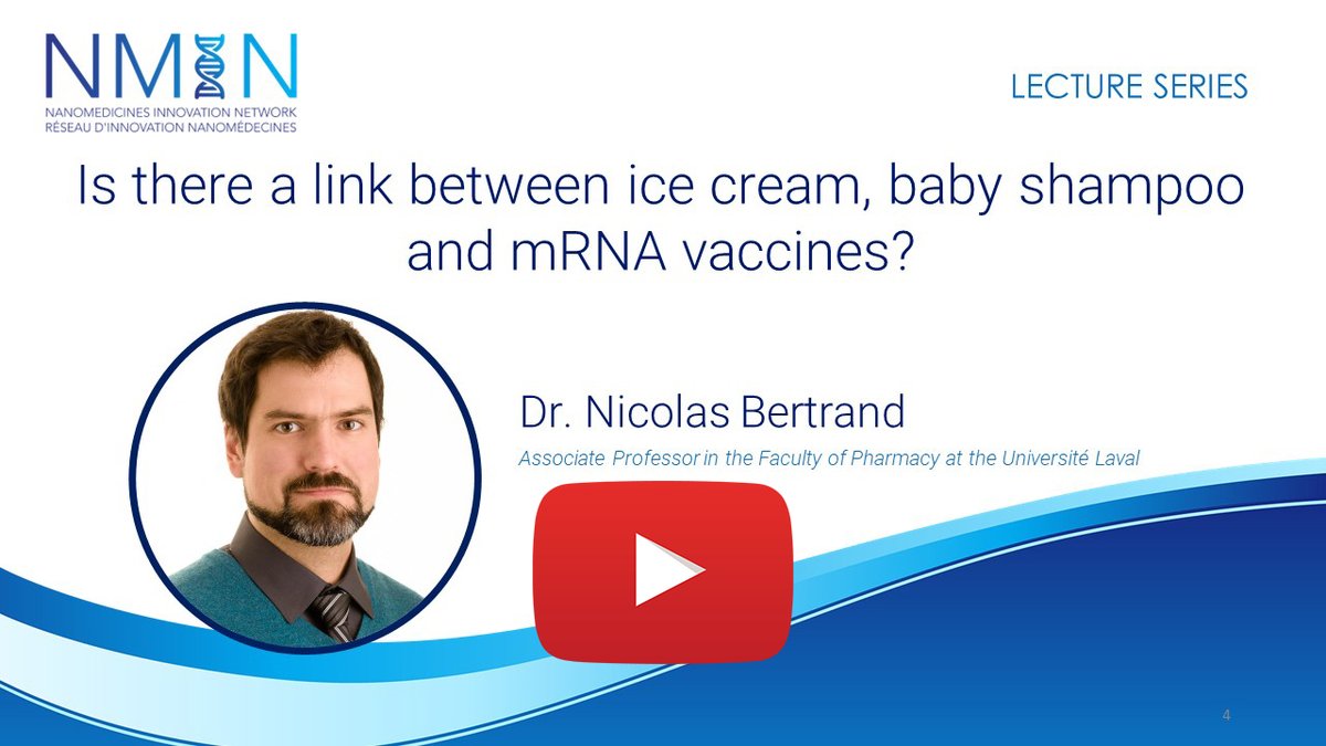 VIDEO: Hear Dr. Nicolas Bertrand <a href="/universitelaval/">Université Laval</a> discuss his research on the synthetic #polymer PEG, used in many products including #mRNA #vaccines &amp; other #pharmaceuticals. 

Watch: nanomedicines.ca/nmin-lectures/…