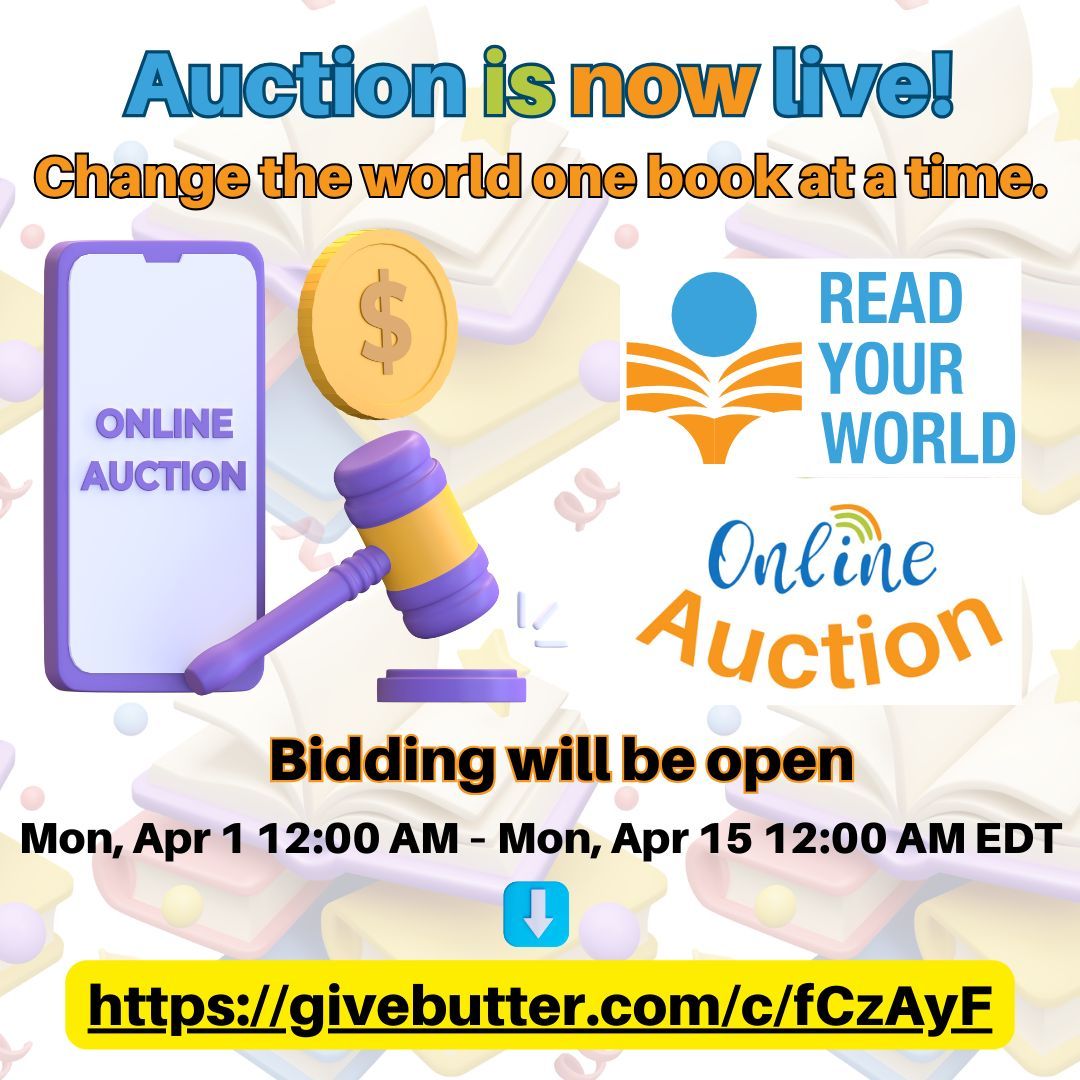 Read Your World Auction is LIVE! Check out all the great stuff! buff.ly/3xjppOC via @pragmaticmom @MCChildsBookDay #ReadYourWorld #Auction #KidLit