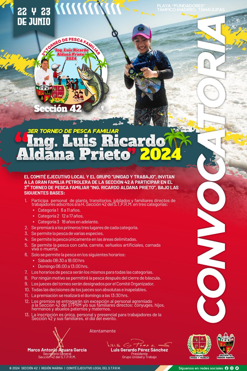 Seccion42_STPRM's tweet photo. El momento de volver a vernos, de estrechar las manos, de convivir y compartir momentos de diversión y alegría en familia ha llegado.

¡Alisten todo que nos vamos a la playa!

Y a ti, ¿qué te gusta más del Torneo de Pesca?

#TorneoDePescaRicardoAldana
#MásUnidsosQueNunca
#SomosSTRM
#UnidosVenceremos
@lgps03101
@MarcoAzuara1