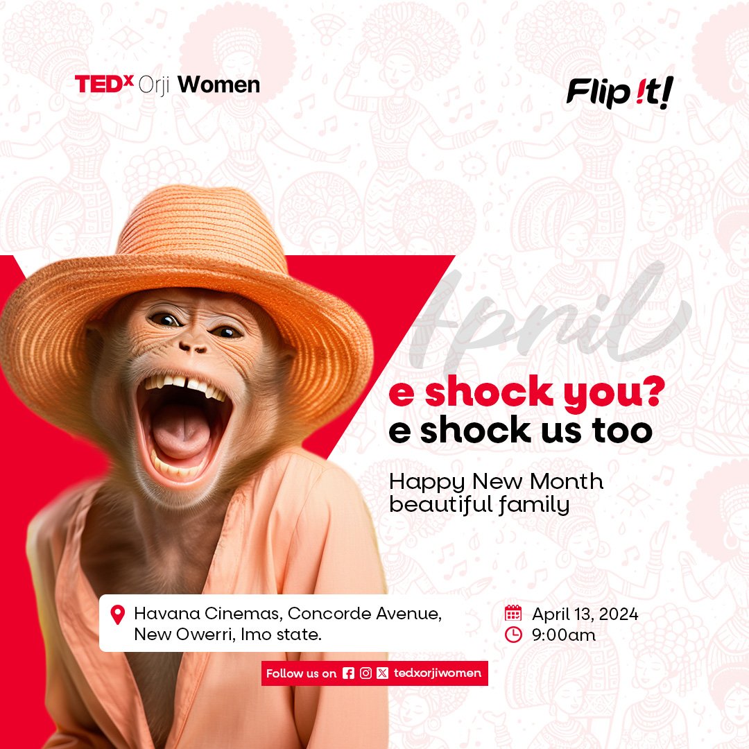E shock you?

E shock us too.😂😂
No be only una sabi do ‘April Fool’.😌

Be careful what you believe on the 1st of April 😂😂

Happy new month, beautiful family.

#tedxorjiwomen 
#tedxwomen 
#tedx 
#flipit
#women 
#men
#TrendingNow 
#viral

Creative Designer: @charlesugoh