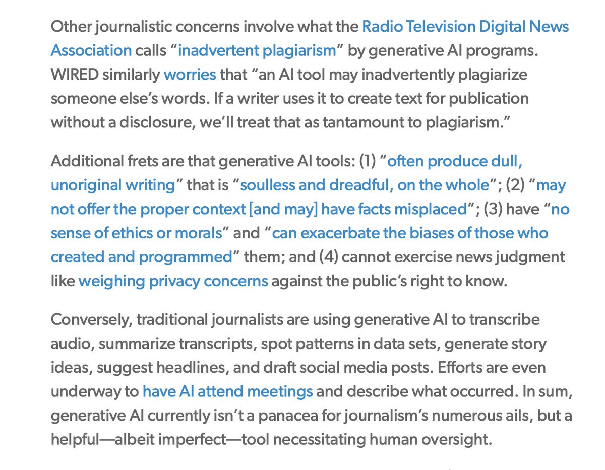 Some thoughts today on #Journalism & #GenAI for @AEItech @AEI . . . aei.org/technology-and… . . . with concerns from @RTDNA @WIRED @NPR @AP