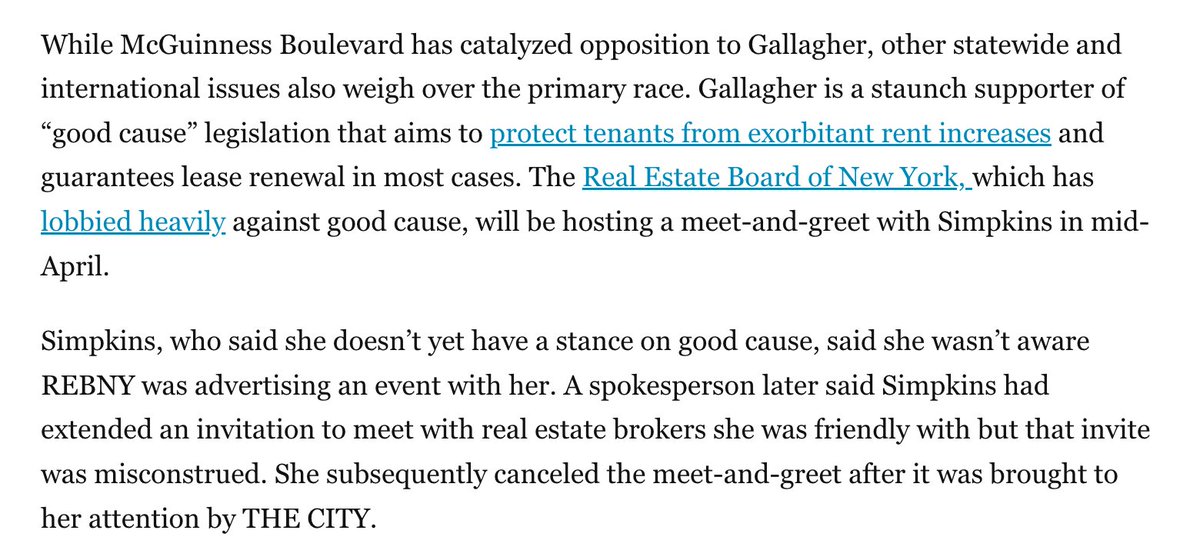 While REBNY tries to sabotage tenant protections and union wages in the state budget, my opponent is planning meet-and-greets with the landlord lobby and won't say if she supports good cause. Full story: thecity.nyc/2024/04/01/emi… And my donate link 😉 emilyforassembly.com/donate