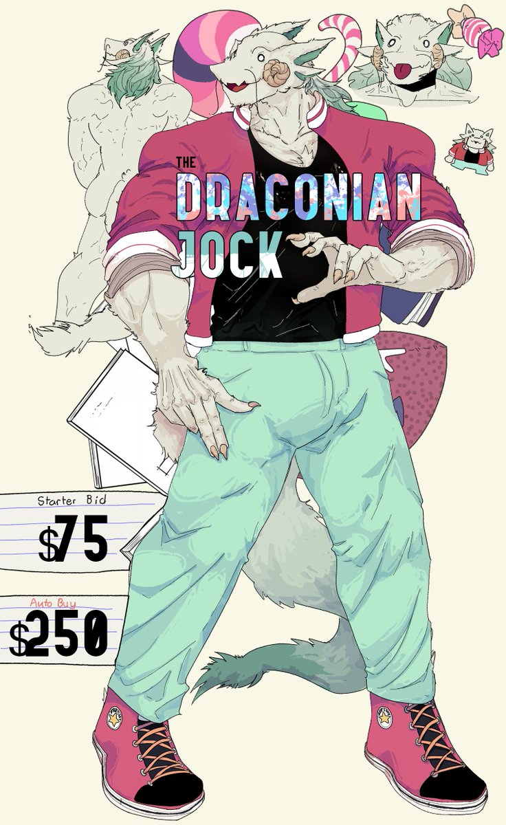 The first adopt for this month is finally out being the Draconian Jock. #adoptahunk Reminders all adopts come w/ the ff: *1 free sketch *Rights to the design *3 commissions to be 15% off if it's about the adopt.