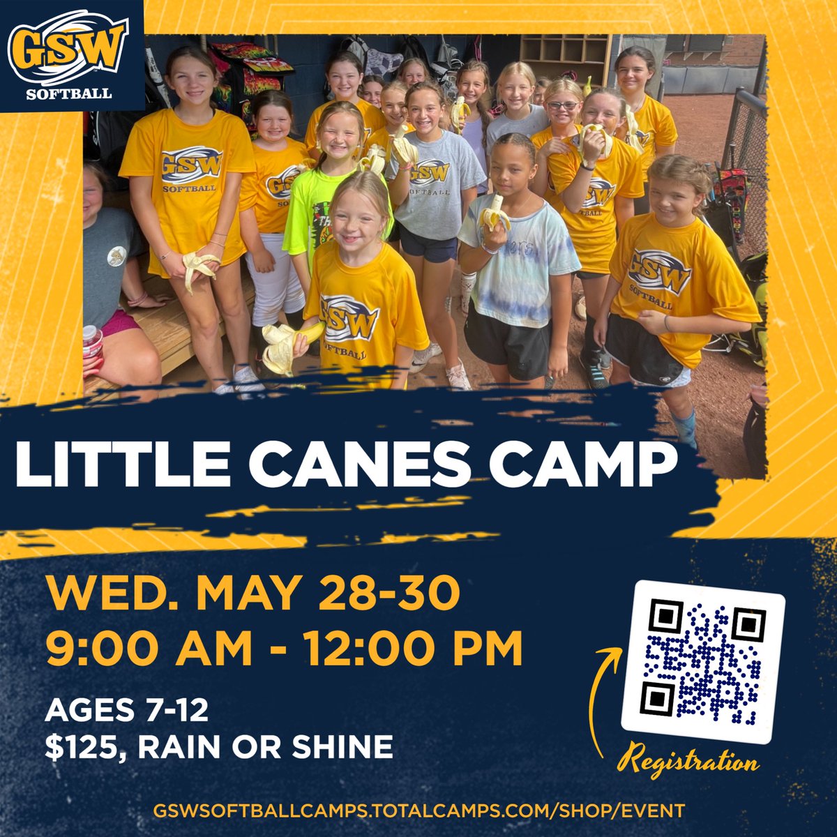_GSWSoftball's tweet photo. 🏕️ It’s CAMPING SEASON!
First up, the youngsters at Little Canes Camp!
🗓️ May 28-30, 2024
🕘9AM-12PM
📍 Lady Canes Field
👧 Ages 7-12
Link to register📲https://t.co/hfnSJWzwHY
#canesbaby https://t.co/sOjxClLvgj