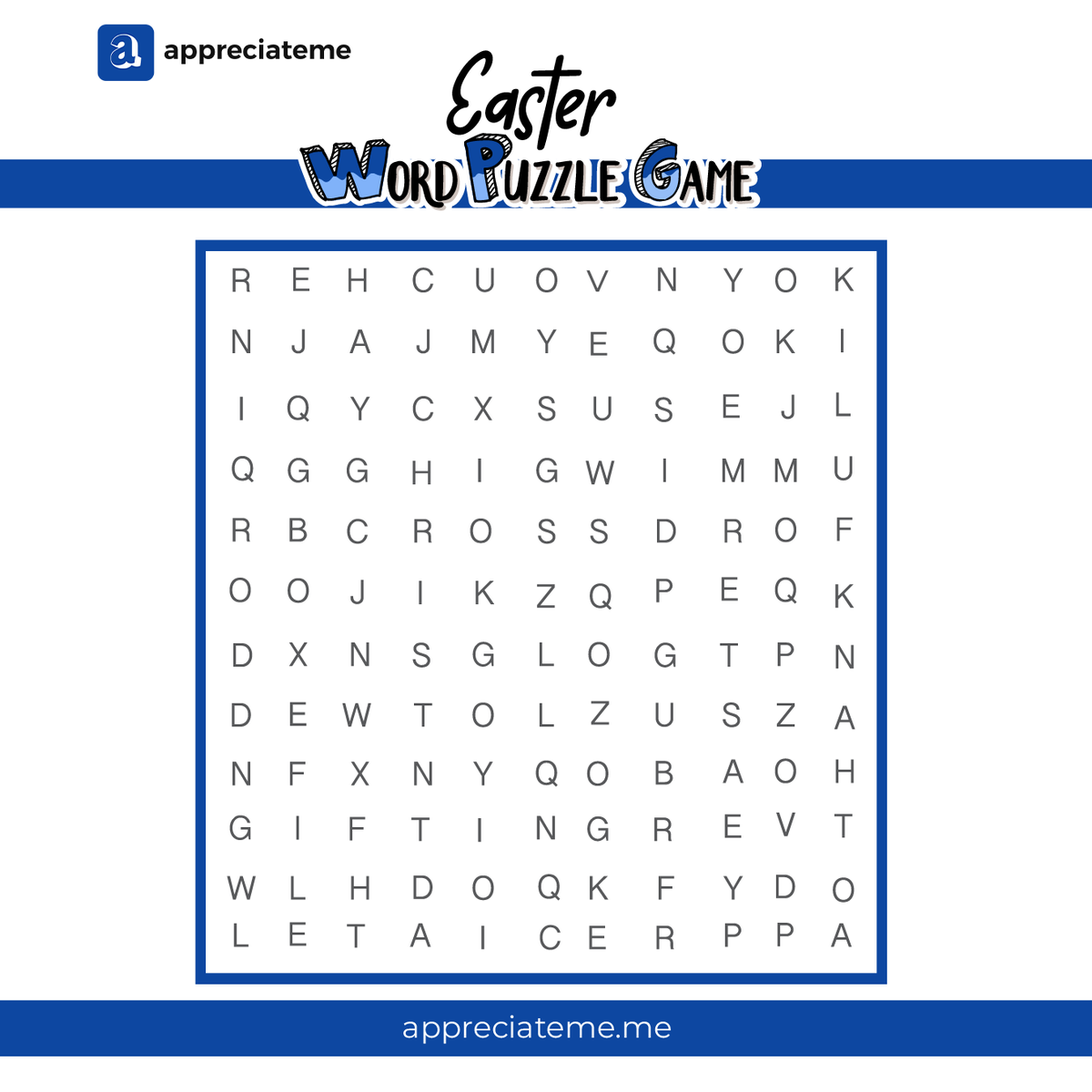 Solve and win

Fine 6 Easter words and stand a chance of winning up to 5k vouchers to shop at your preferred stores

#appreciateme #giftideas2024
#easter