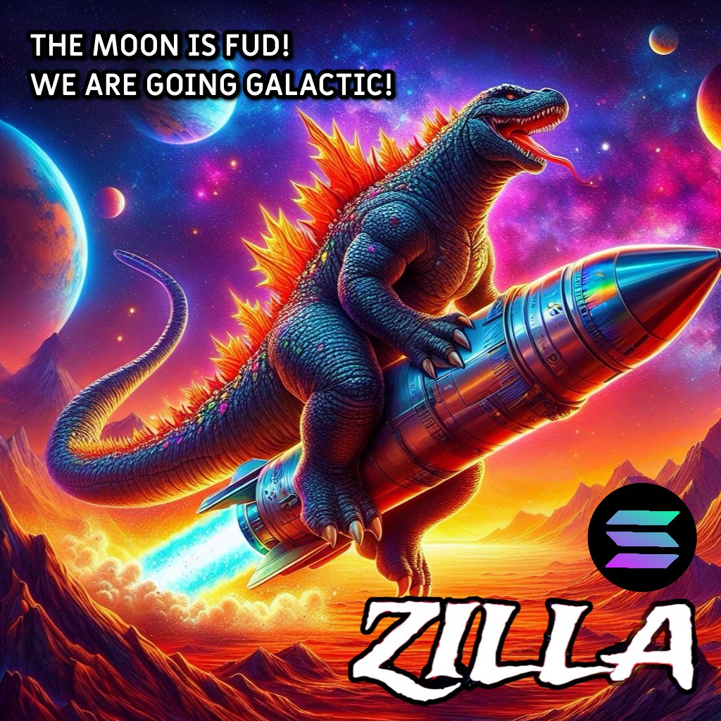 Tyeparks's tweet photo. Imagine hoping for the moon when you could go so much further. You aren’t prepared for the new heights $ZILLA is preparing to go.
One day, you’ll be telling a friend about some hot new SOL token and they will ask, “Yeah, but did you $ZILLA?” #GoGalactic #Solana https://t.co/UFExOX1uov