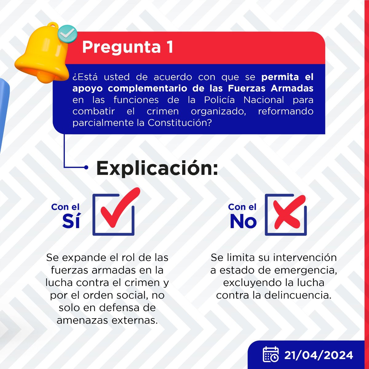 lacamaradequito's tweet photo. El 21 de abril, los ecuatorianos iremos a las urnas a presentar nuestro voto por el referendo y la consulta popular. ¿Conoces las preguntas? 🤔

🔵🔴 La CCQ te informa

#CCQ #ConsultaPopular  #ConsultaPopular2024 #Ecuador #EcuadorVotaInformado https://t.co/GjC5NvGmbr