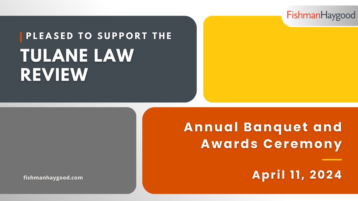 Fishman Haygood LLP (@fish_hay) on Twitter photo We're pleased to sponsor the 2024 <a href="/TulaneLawReview/">Tulane Law Review</a> Banquet & Awards Ceremony. The event brings together students, faculty, & alumni to honor the Review’s commitment to providing high quality legal scholarship, & to honor excellent legal writing from scholars, students, & peers. We're pleased to sponsor the 2024 <a href="/TulaneLawReview/">Tulane Law Review</a> Banquet & Awards Ceremony. The event brings together students, faculty, & alumni to honor the Review’s commitment to providing high quality legal scholarship, & to honor excellent legal writing from scholars, students, & peers.