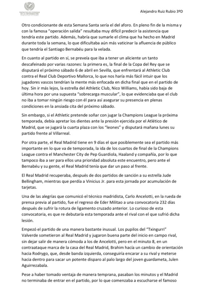 Alex_RuiizR's tweet photo. Aquí os traigo mi primera crónica deportiva como estudiante de Periodismo🎙️.

Me estreno con el Real Madrid🟣 VS Athletic Club🔴⚪️ de ayer a las 21:00 del 31 de marzo. 

Espero que os guste!!! ⚽️✍🏻 https://t.co/qJCcleA98l