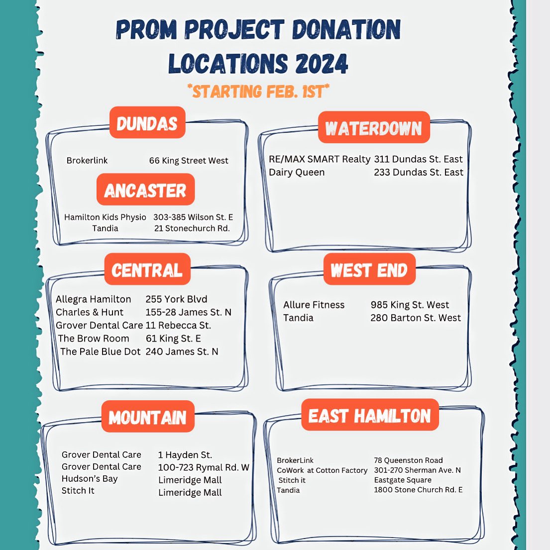 Only FIVE more days to donate to our many donation locations for PROM PROJECT 2024! Thank you to each business for collecting as well as each person who has been donating. We appreciate you!!