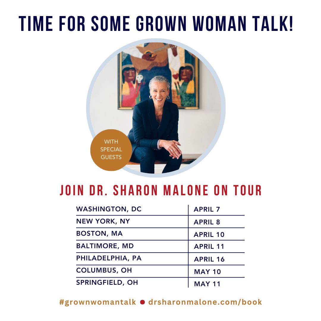 Join our friend, @alloywomen Chief Medical Advisor @smalonemd, for GROWN WOMAN TALK on her upcoming book tour! And don't forget to pre-order your copy of her new book at drsharonmalone.com/book.
