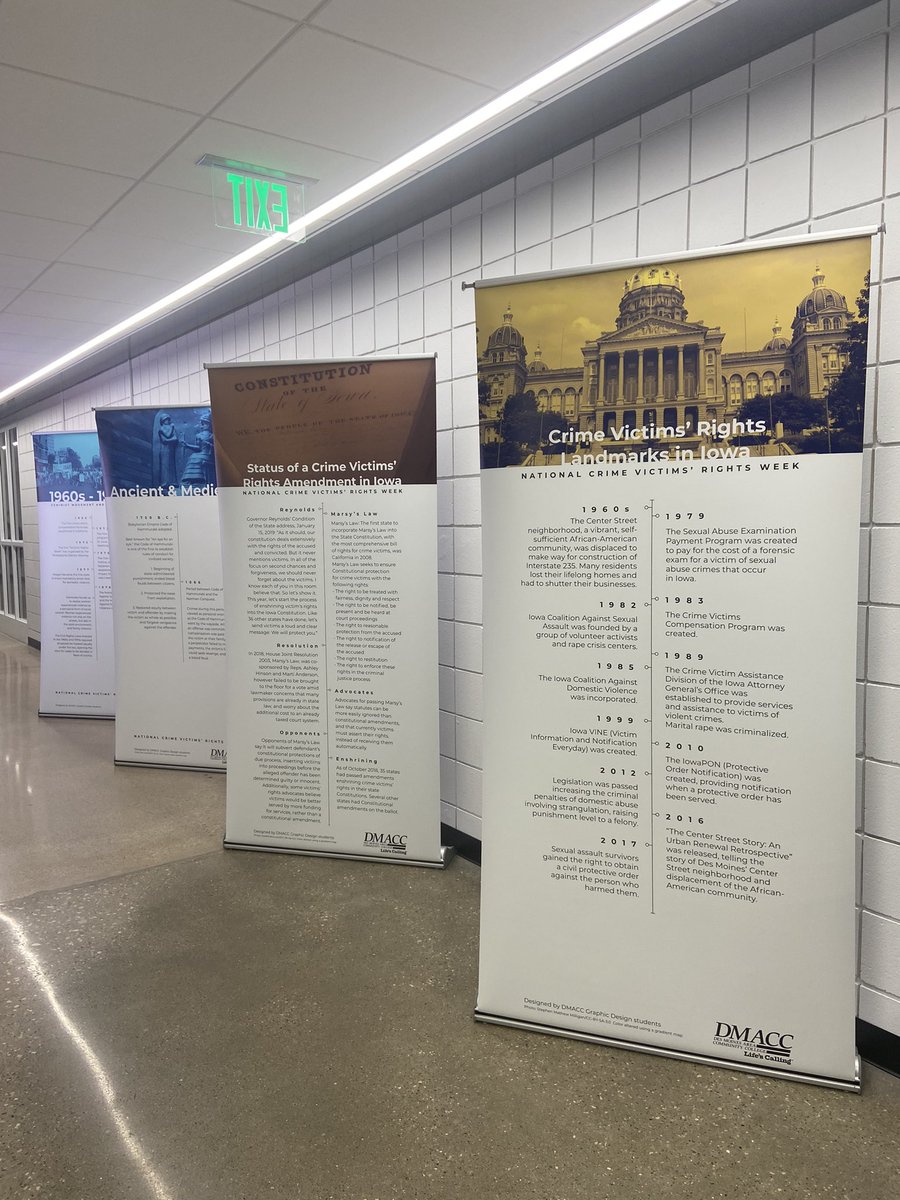 DMACC_Vibe's tweet photo. It is National Victims Rights Week here on campus. 
There are student showcases and presentations as well as booths in buildings 1 &amp; 7 with more information. https://t.co/cAsxxCY6Ky