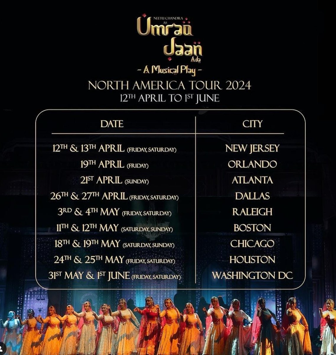 Here is the schedule for #umraojaanada live musical tour in #USA Tickets available on umraojaanada.com/event/ umraojaanada.com