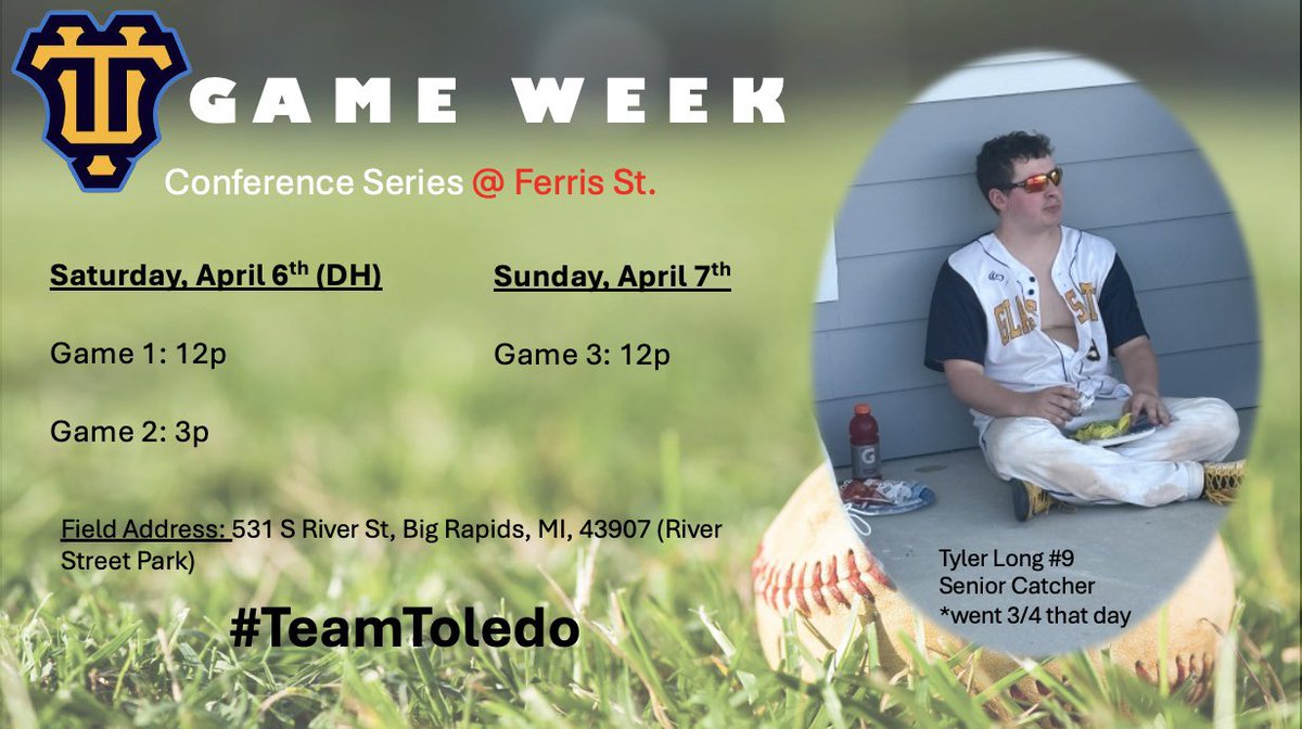 UTBCDII's tweet image. ‼️Game Week ‼️

Your Rockets travel up to take on Ferris State at their place. More information can be found below: 

#TeamToledo