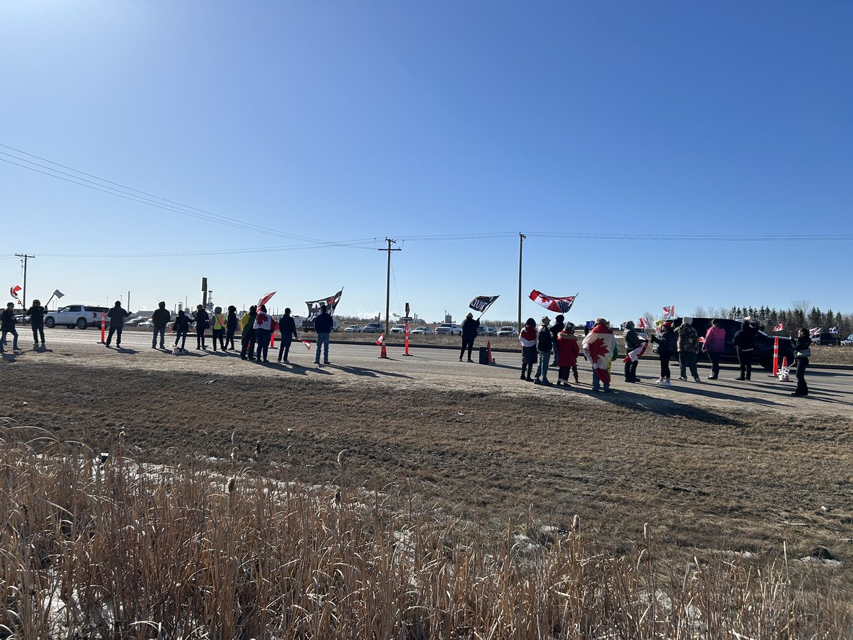 People take to the roads and are met with a drowning wave of constant honks in support at carbon tax protest in Alberta/Saskatchewan border crossing in Lloydminster.