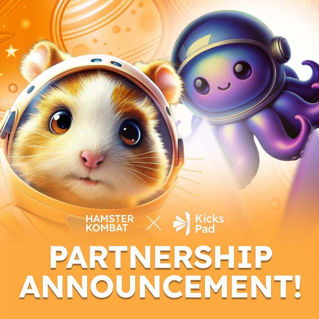 hamster_kombat's tweet photo. 🌐 Thrilled to announce: Hamster Kombat is joining forces with KicksPad!

Stay glued to our feed. The world of web3 is full of surprises and you won't want to miss what's coming. Follow us!

Hamster Kombat channel: https://t.co/AdToK993L6
Kickspad channel: https://t.co/joGuQXpjTj https://t.co/ZaTX8DA8lk