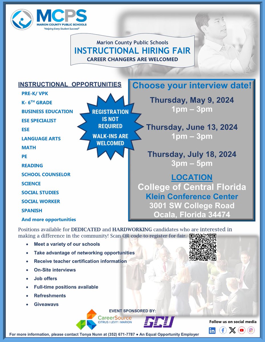 Come join the MCPS Team! @MarionCountyK12 @MCPSSecondary