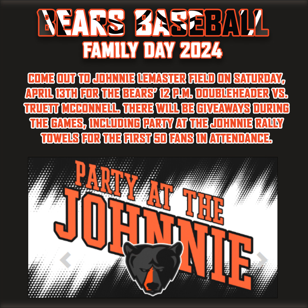 Come on out and support the bears on April 13th at noon. Last home weekend of the year !