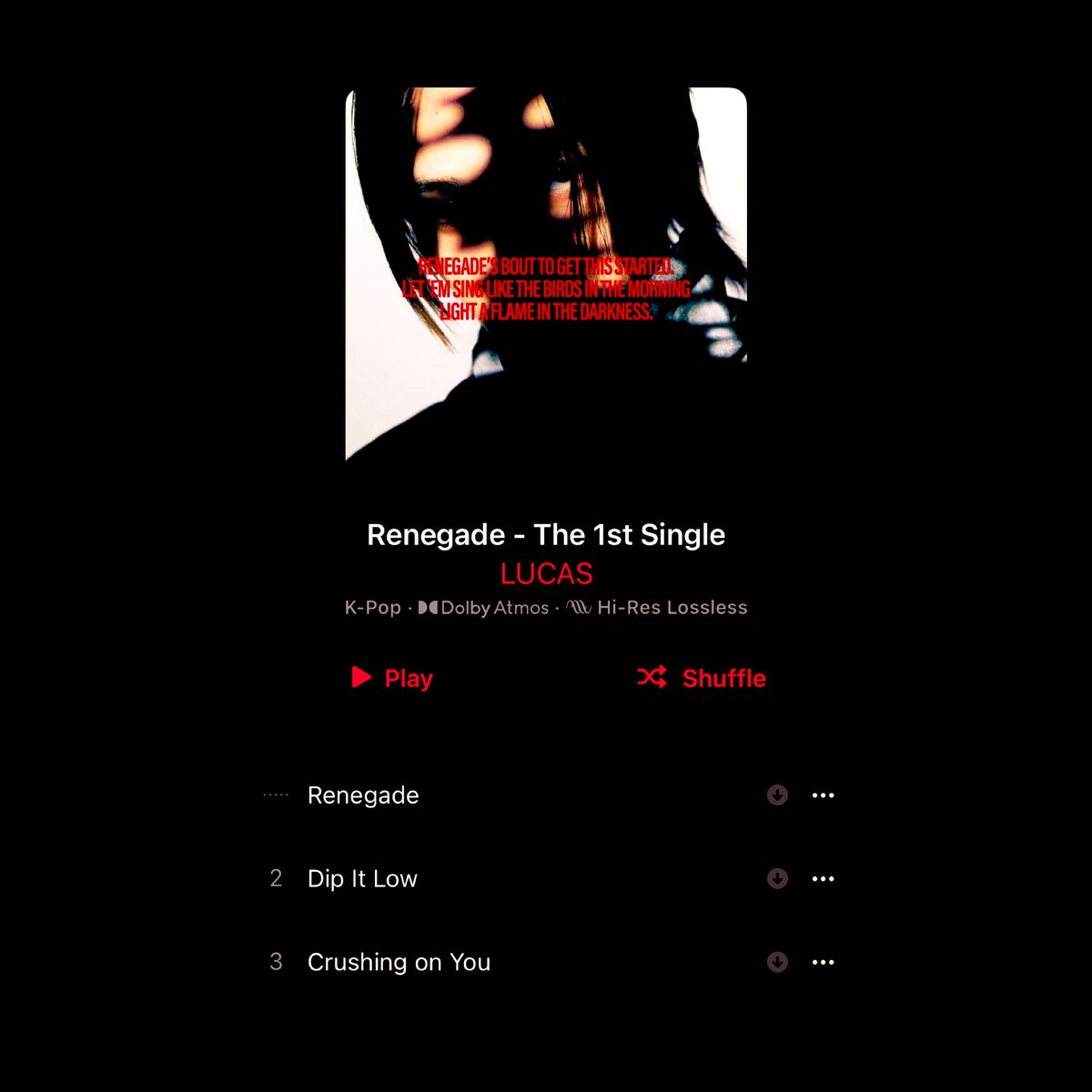 LCSVERSES's tweet image. LUMIS! Have you all streamed &amp;amp; purchased LUCAS’ 1st Single — Renegade?

⇢ Apple Music: shorturl.at/beBZ1
⇢ Spotify: shorturl.at/qzACG

⇢ YouTube - Pt. 1: shorturl.at/EKX37
⇢ YouTube - Pt. 2: shorturl.at/kHJQ4

#LUCAS_Renegade @lucas_official