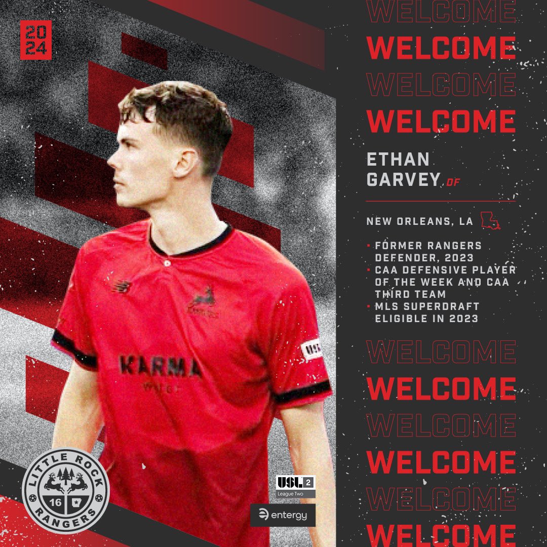 lrrangers's tweet photo. The Rangers are proud to welcome back Ethan Garvey for the upcoming season! *Pending league and federation approval*

Garvey was a defender for the Stags in 2023. He was named to the CAA Third Team as well as being named CAA Defensive Player of the Week during 2023. Ethan was MLS Superdraft Eligible for the 2024 MLS Superdraft.

#lrrangers x #path2pro
