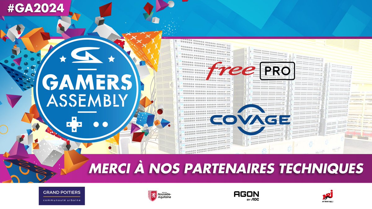 GamersAssembly's tweet photo. Un énorme merci à nos opérateurs @Covage_News et @FreePro qui ont charbonné comme des oufs afin que les attaques ne gâchent pas la #GA2024 ! 👏 https://t.co/DRcsRZ4fkx