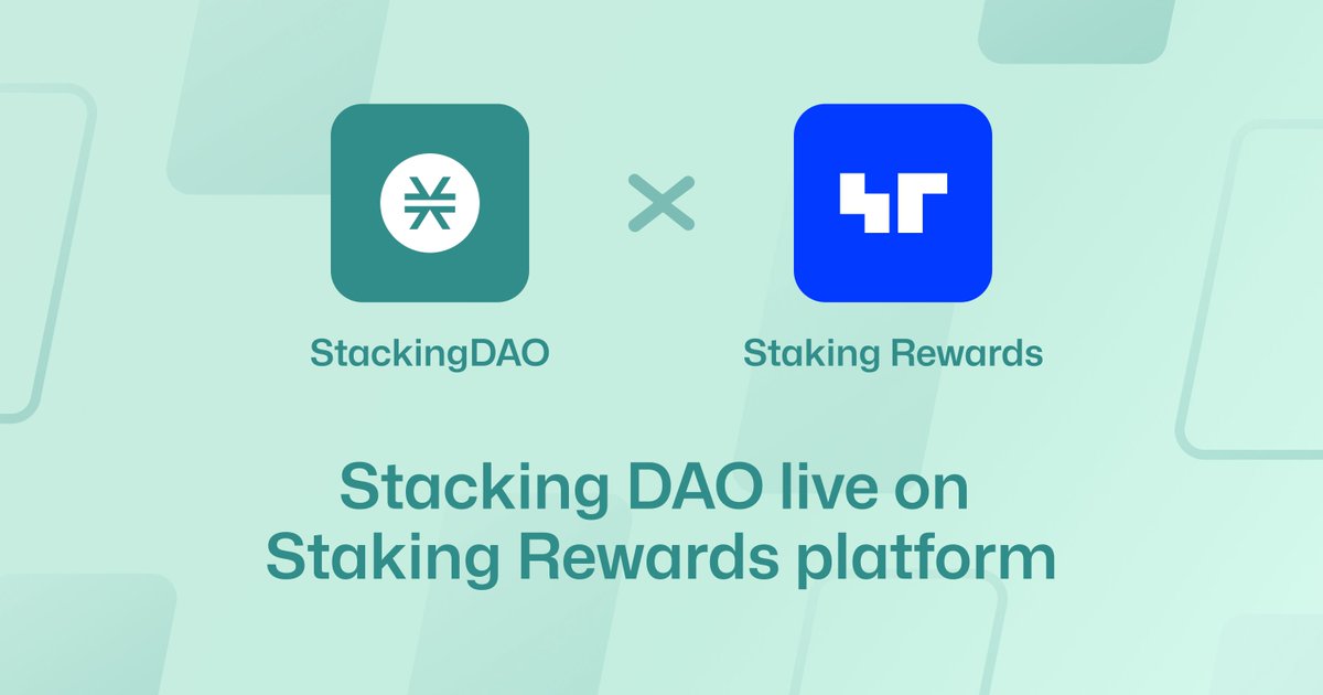 Stacking DAO is now featured on the @StakingRewards website. Learn about Stacking DAO, stSTX, and @Stacks from the Staking data and research market leader. Check it out here: stakingrewards.com/provider/stack…