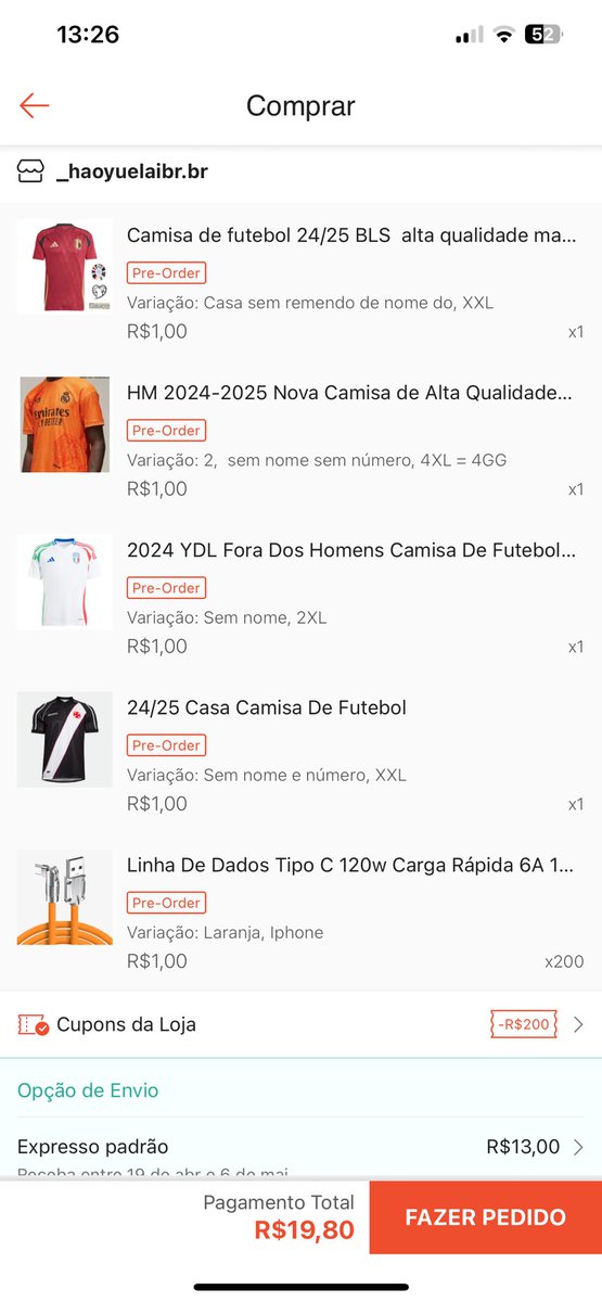 Dipauloedu's tweet photo. @VULGAOTT Se colocar 201 de produto, tu ganha 200 de desconto. Que porra é essa? Kkk https://t.co/XuBAPXq3cm
