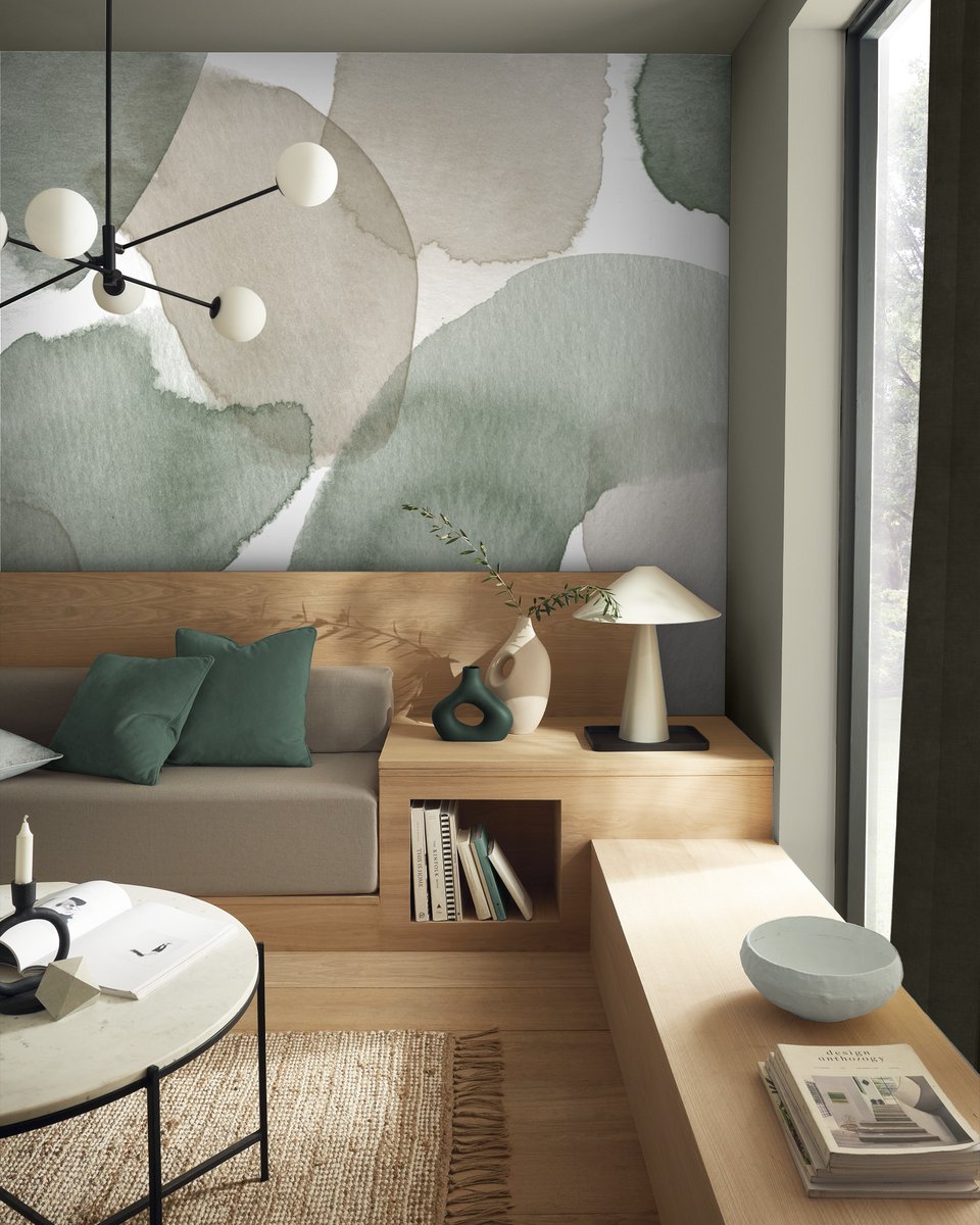 Create calm in you home with the tranquil green and neutral shade of our Watercolour Stills Green bespoke mural. Featuring transparent painterly shapes on a crisp white backdrop, this design is like an abstract art piece for your walls.

#wallpapermural #statementwallpaper