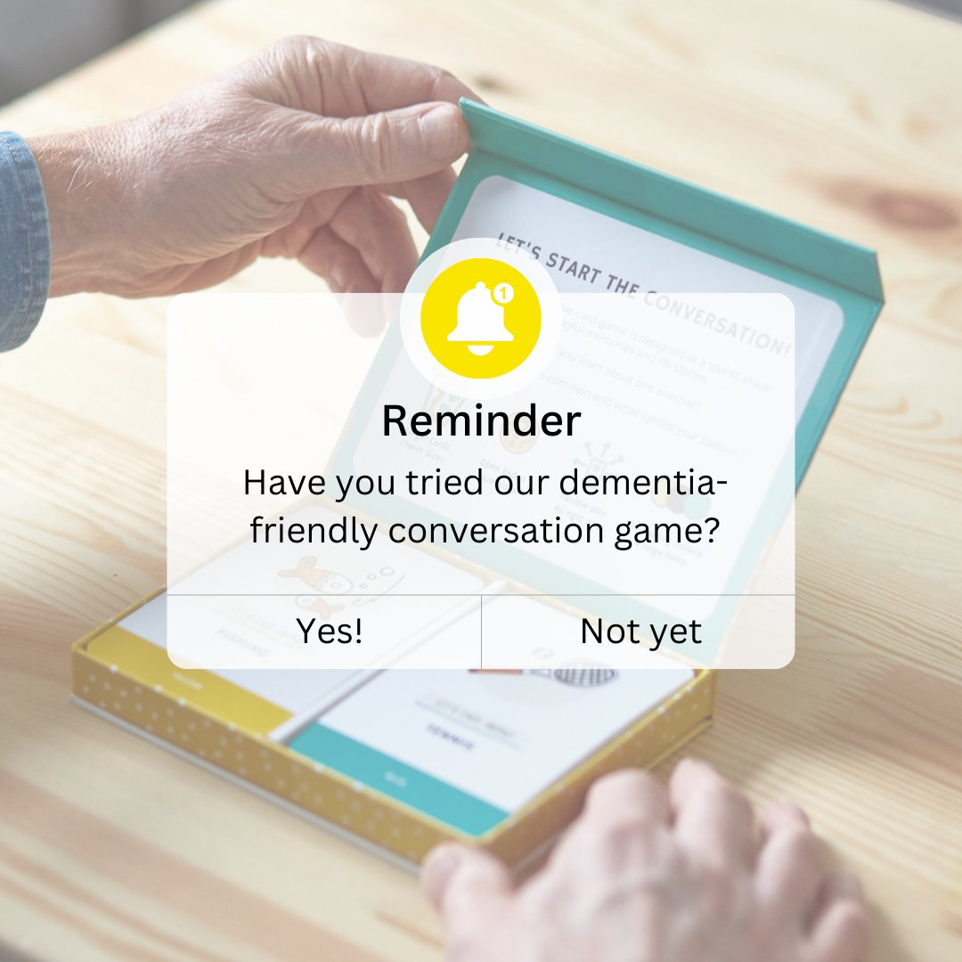 Have you tried out our #dementiafriendly conversation game, Matching Memories, yet?

Each card encourages you to chat about a different topic, like pets, hobbies, travel, work, art, and fashion.

You can order it online and it makes the perfect gift, too!

agoodday.co.uk/matching-memor…