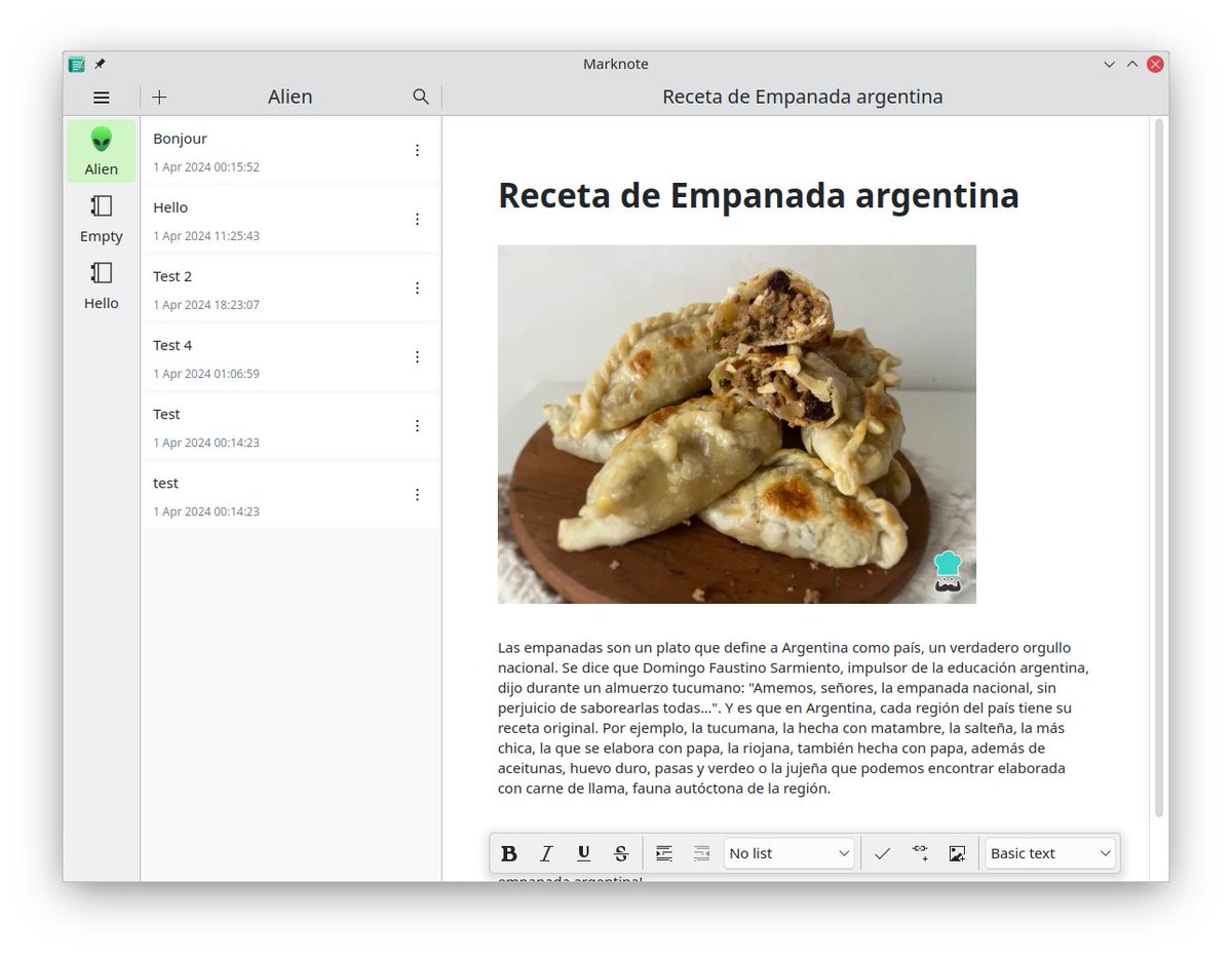 kdecommunity's tweet image. We write all recipes for our juiciest empanadas in our #Marknote notebooks. Version 1.1.0 available now!

carlschwan.eu/2024/04/01/mar…

Flatpak coming today!