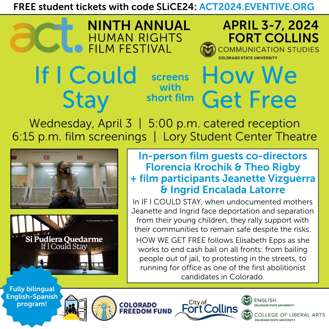 Join us April 3 for opening night of @actfilmfest in the LSC Theatre! ⁠ We're thrilled to co-sponsor the documentary short HOW WE GET FREE, which follows the work of @elisabethepps and @FreedomFundCO to abolish cash bail in Colorado. Get your tickets: col.st/OqQqA