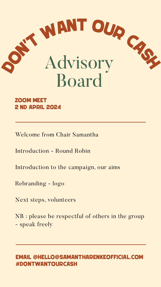 Looking forward to seeing some of you tomorrow evening for our first virtual zoom meet - please see below the agenda structure. If you want me to email this to you please DM me. Zoom link pinned to top of page.