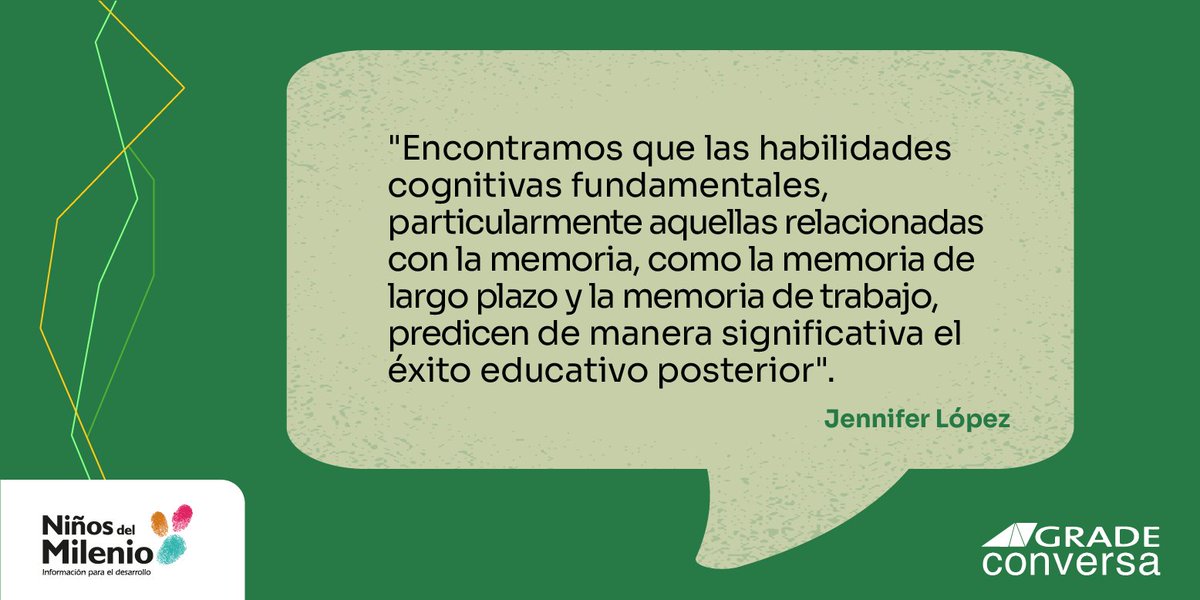 Las #habilidadescognitivas fundamentales, como la memoria, están estrechamente vinculadas con el desempeño en pruebas de lenguaje, comprensión lectora y matemáticas. Escucha #GRADEConversa c/@SantiagoCueto6, @alan_sanchezj y Jennifer López spti.fi/LAHVFph @NinosdelMilenio