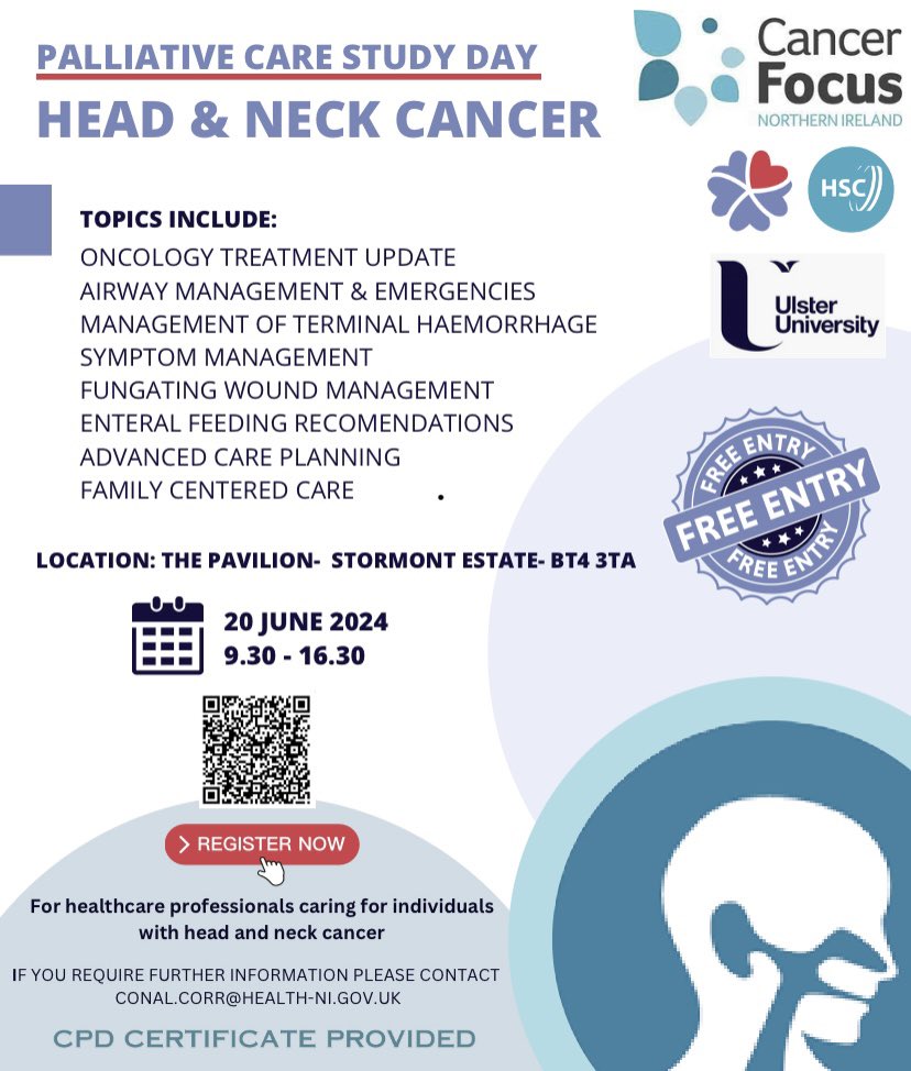 💫 Don’t miss out💫 REGISTRATION OPEN for FREE Palliative Care study day focusing on Head and Neck Cancer 👇 forms.office.com/Pages/Deprecat…
