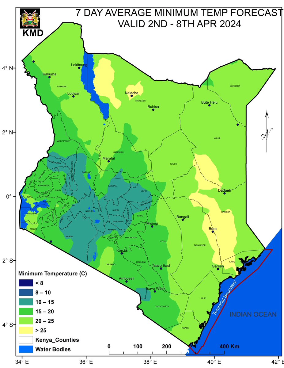 🌧️ Weather Outlook (April 2-8, 2024) 🌧️ Expect widespread rainfall across the country, with heavy downpours forecasted for Central Highlands, Western Kenya, Rift Valley, Southeast lowlands, Coast, Northeast, and Northwest regions. Stay prepared 4 potential flooding in these areas