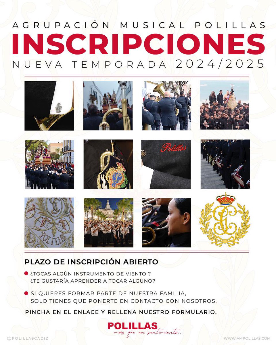 PolillasCadiz's tweet photo. 🔴𝐀𝐛𝐢𝐞𝐫𝐭𝐨 𝐞𝐥 𝐏𝐥𝐚𝐳𝐨 𝐝𝐞 𝐈𝐧𝐬𝐜𝐫𝐢𝐩𝐜𝐢𝐨́𝐧.

Se abre el plazo de inscripción para pertenecer a nuestra familia. https://t.co/3U87UZWt6q