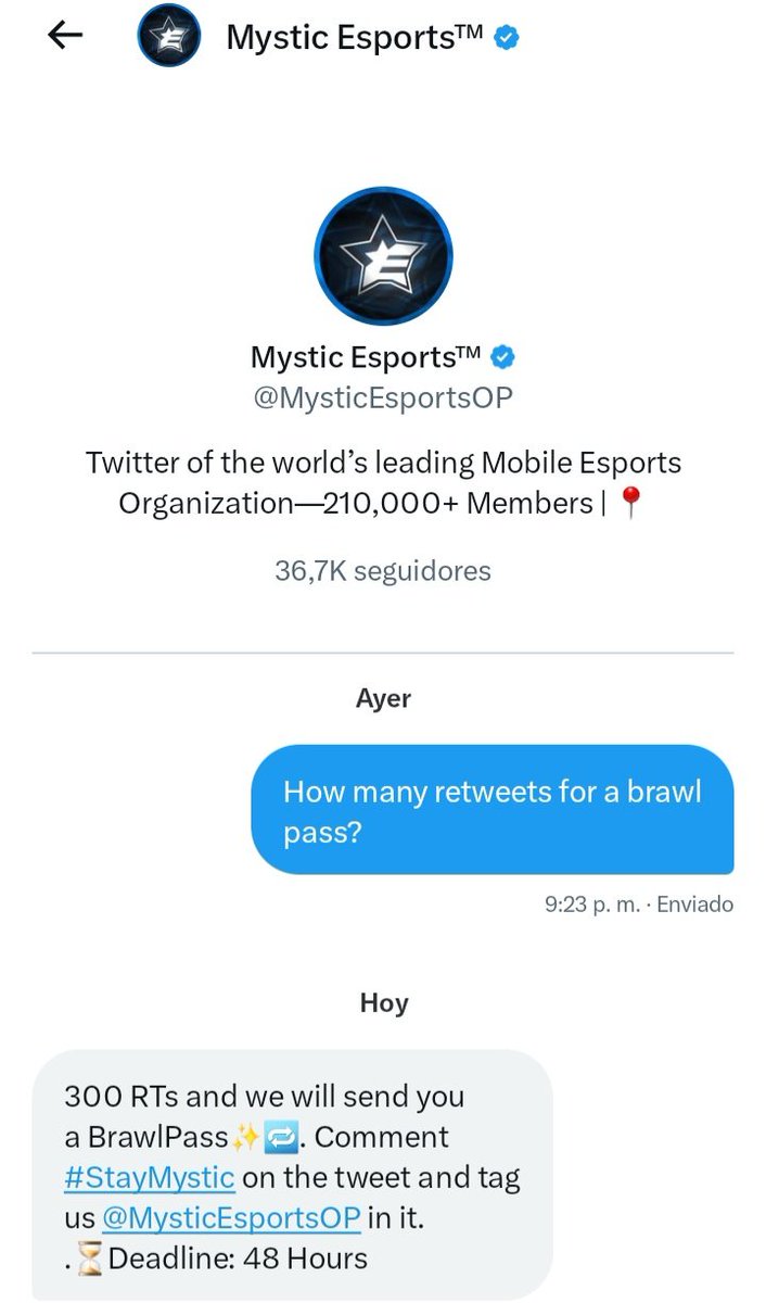 Gente porfavor 300 retweets y me dan un brawl pass plus gratis , recuerden seguir a <a href="/MysticEsportsOP/">Mystic Esports</a> 
#StayMistic