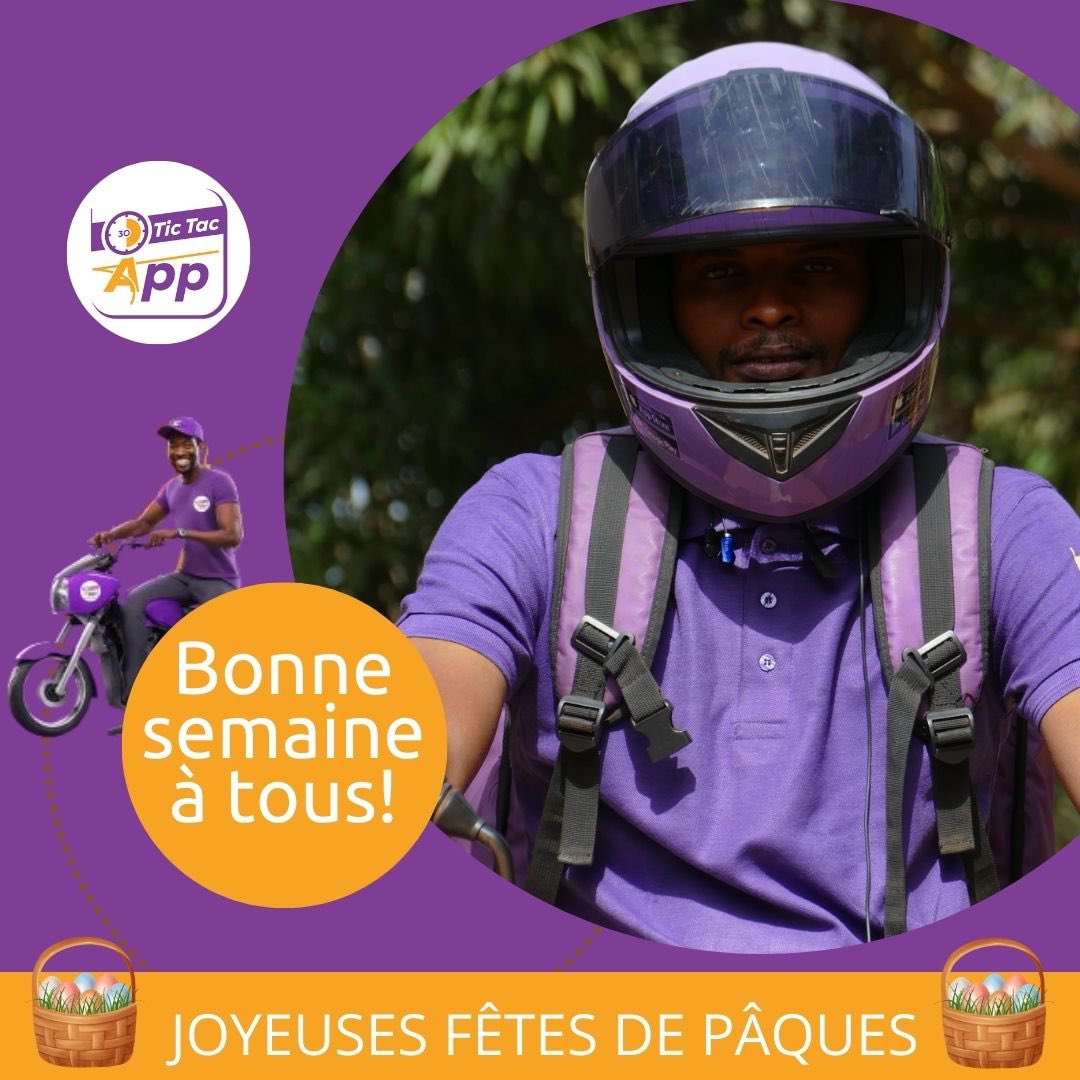 Bonjour 👋 Nous vous souhaitons une très bonne semaine et joyeuses fêtes de Pâques à tous les fidèles chrétiens 🙏🏾 Nous livrons des sourires 😊😊😊🛵🛵🛵