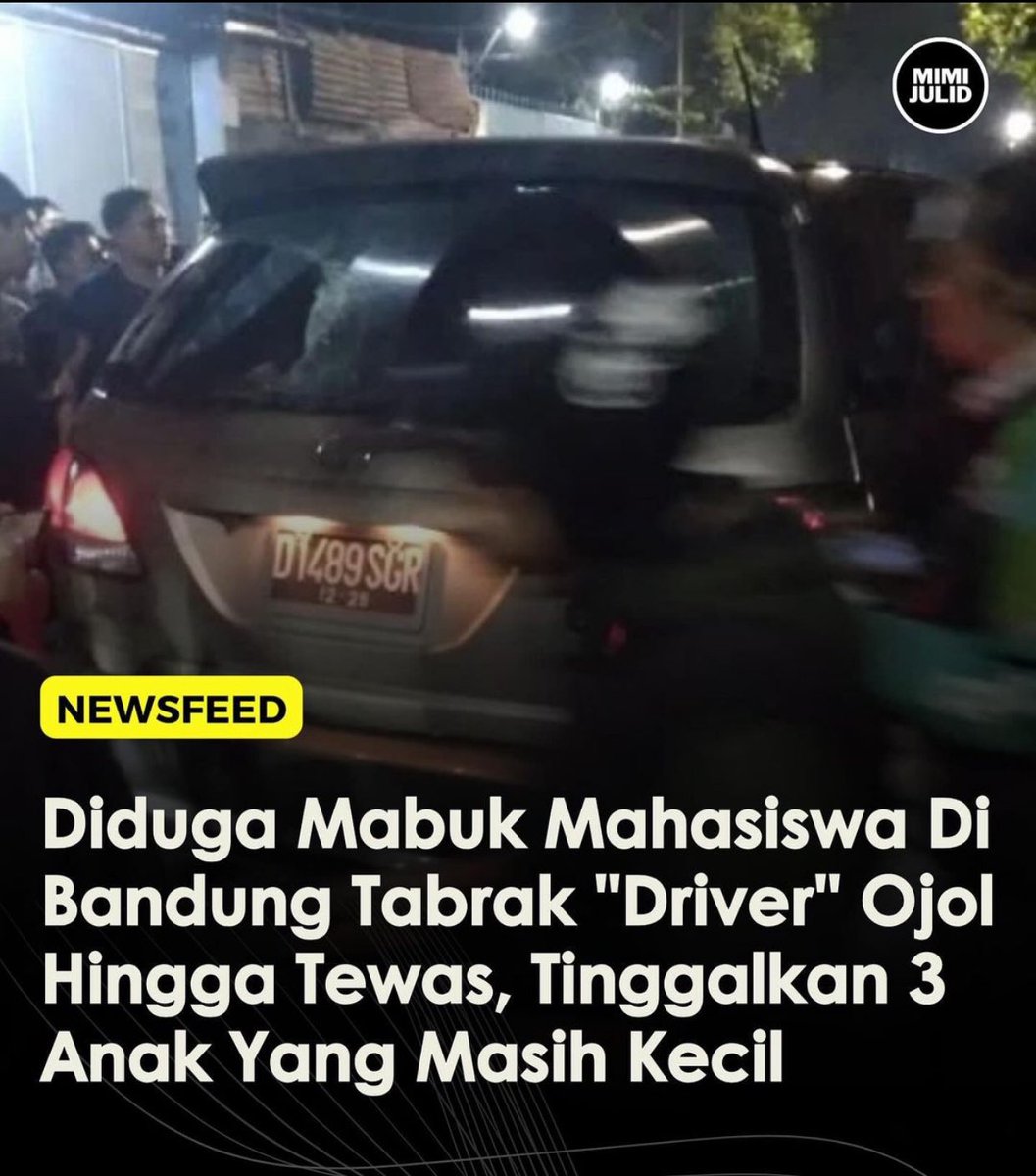 Irwanto (43), pengemudi ojek online yang tewas tertabrak seorang mahasiswa di Jalan BKR depan Masjid An-Nur Kecamatan Regol, Kota Bandung, Sabtu (30/3/2024) pukul 01.20 WIB dini hari kemarin meninggalkan tiga orang anak. 
.
“Korban meninggalkan tiga orang anak, jadi yatim piatu,”