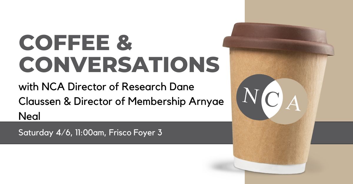 Did you know that the NCA Director of Research & the Director of Membership will be at SSCA? You're invited to meet NCA representatives and leadership in an informal setting on Saturday, 4/6, at 11:00am in the Frisco Foyer. See you there!