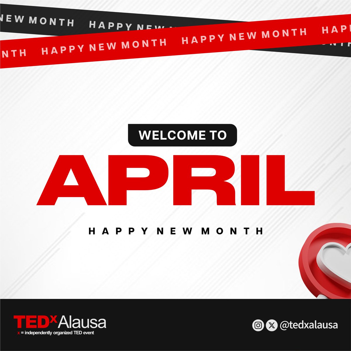 TEDxAlausa's tweet photo. It’s been a while but we’re back and ready to embrace the new month with open arms and endless smiles. 

#April #HappyNewMonth #Tedxalausa https://t.co/QkoOc3SU0K