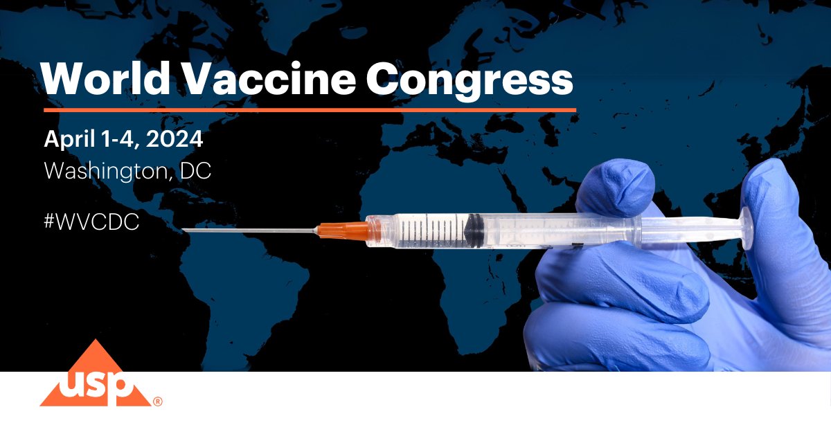 Are you at #WVCDC? Great news, so is @USPharmacopeia! 👏 Don't miss our @vaccinenation sessions on #Vaccine manufacturing, quality, safety, and more, starting today at 10 a.m. ET. See details on USP panelists + presentations in this thread ⤵️ and #Repost to pass it on. (1/4)